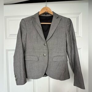 Theory Wool Blend Double Button Herringbone Gray Blazer Size 2